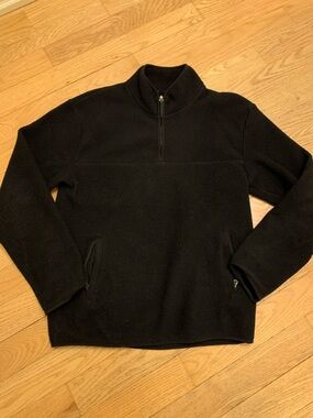Frank and Oak Black Quarter-Zip Fleece Pullover